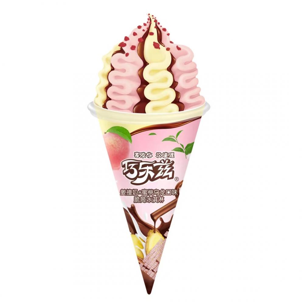 伊利 巧乐兹 姜撞奶蜜桃乌龙+巧克力香草口味脆筒冰淇淋 雪糕冰淇淋冰激凌 85g 16支
